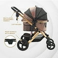 thumbnail image 6 of ENZO Pet Stroller Monza Luxury 3-In-1 Stroller, Travel Carrier, Car Seat For Pets (Gold), 6 of 7