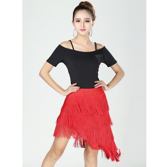 Tops de Mujer Mangas Cortas con Tirante Rayadas Camiseta Ligera Elástica Delgada para Baile Indio Flamenco Negro Macarena Tops de baile latino