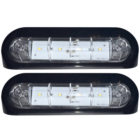 Command Electronics 12V Step Light – 7.25 Inch Surface Mount Security Light – Clear Lens – OEM RV, Camper, Bus, Truck, & Trailer Light – CSA Certified for the US and Canada – Black Frame 2-Pack