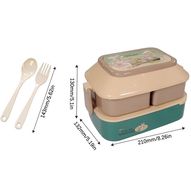 CEHVOM Double Plastic Children's Lunch Box Large Capacity Student Lunch Box Microwave Oven Adult Lunch Box BIG Clearance