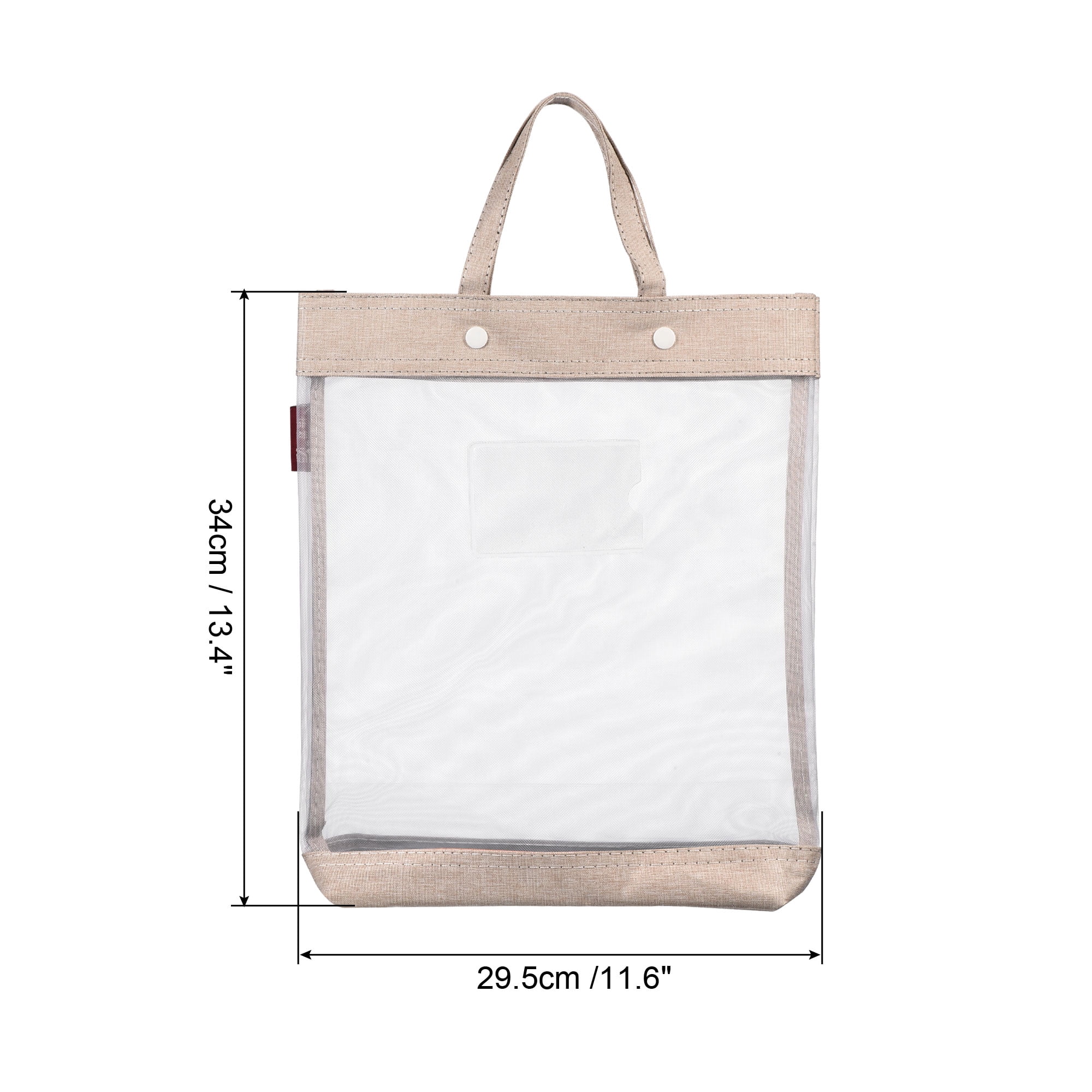 Unique Bargains Nylon Document Bag with Handle Mesh Files Tote Pouch Beige