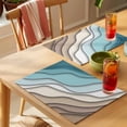 thumbnail image 4 of Teal Brown Geometric Placemats Set of 4 Abstract Ocean Wave Place Mats Table Mats Kitchen Dining Home Outdoor Party Table Decoration, 4 of 9