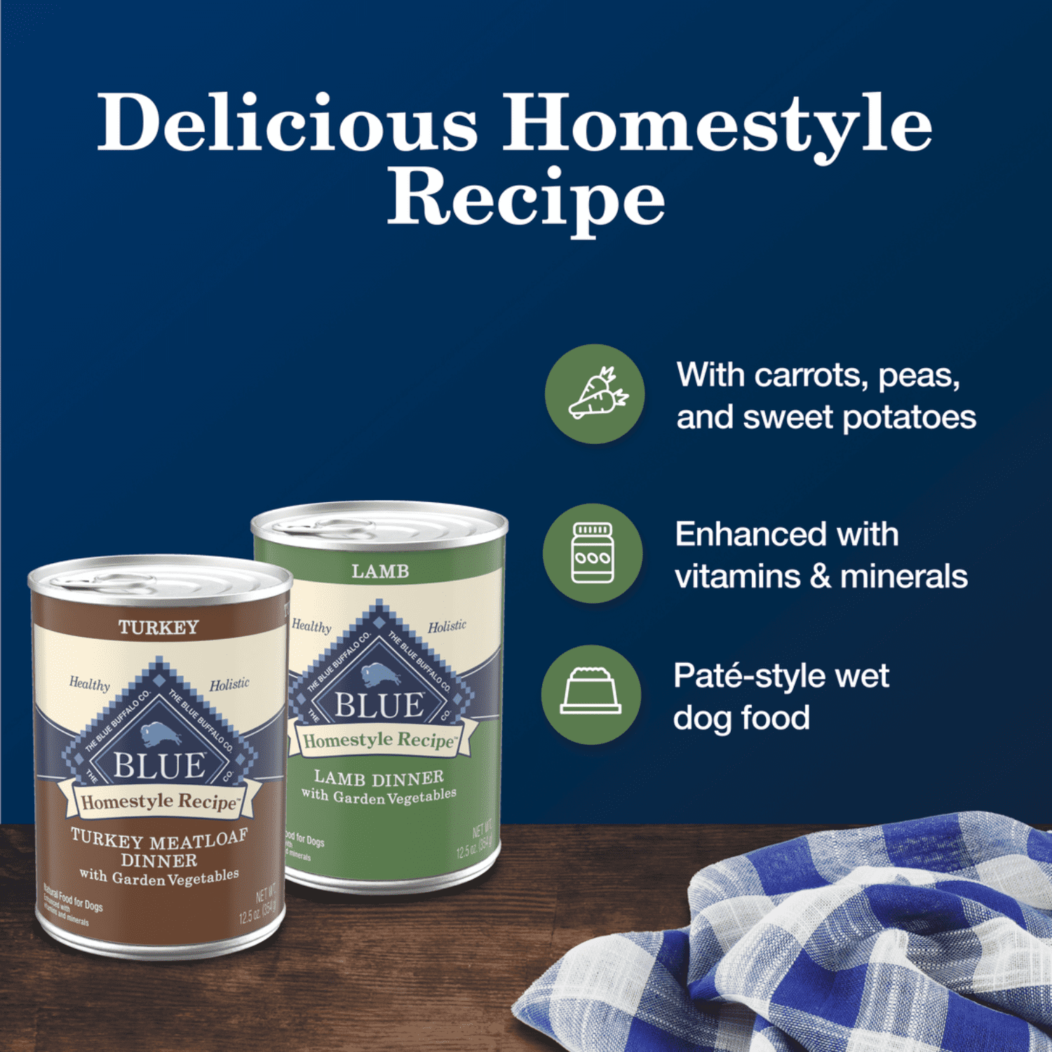 Blue Buffalo Homestyle Recipe Variety Pack Adult Lamb & Turkey Canned Dog Food, Count Variety Pack