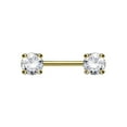 thumbnail image 2 of Surgical Steel Nipple Ring Barbell 14 Gauge Gold IP  CZ Gems Set, 2 of 3