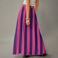 thumbnail image 5 of WTOBBY Women's Casual Leisure Foldable Striped Plaid Print High Waist Skirt with Hidden Pocket, Draped Relaxed Long Maxi Skirt for Travel Packing and Adventures,Purple M, 5 of 5