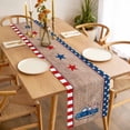 thumbnail image 3 of Table Runner 120 Inches Long for Kitchen Dining, Independence Day Dresser Scarf Farmhouse, Dining Table Decorations for Wedding/Parties, Gnomes Truck Star Flag Wooden Grain 13 x 120 In, 3 of 8
