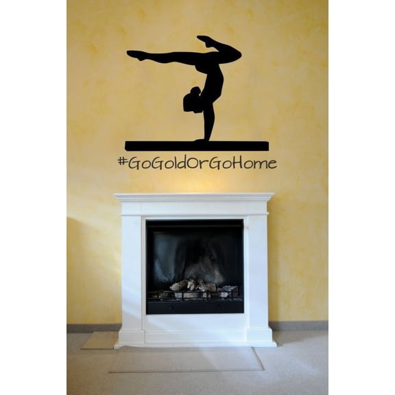 Stick And Peel Vinyl Home Mural Wall Art Decals - Go Gold Or Go Home | 20" x 20" Motivational Gymnast Quotes | DIY Adhesive Bedroom Living Room Decor Design Sticker Decoration