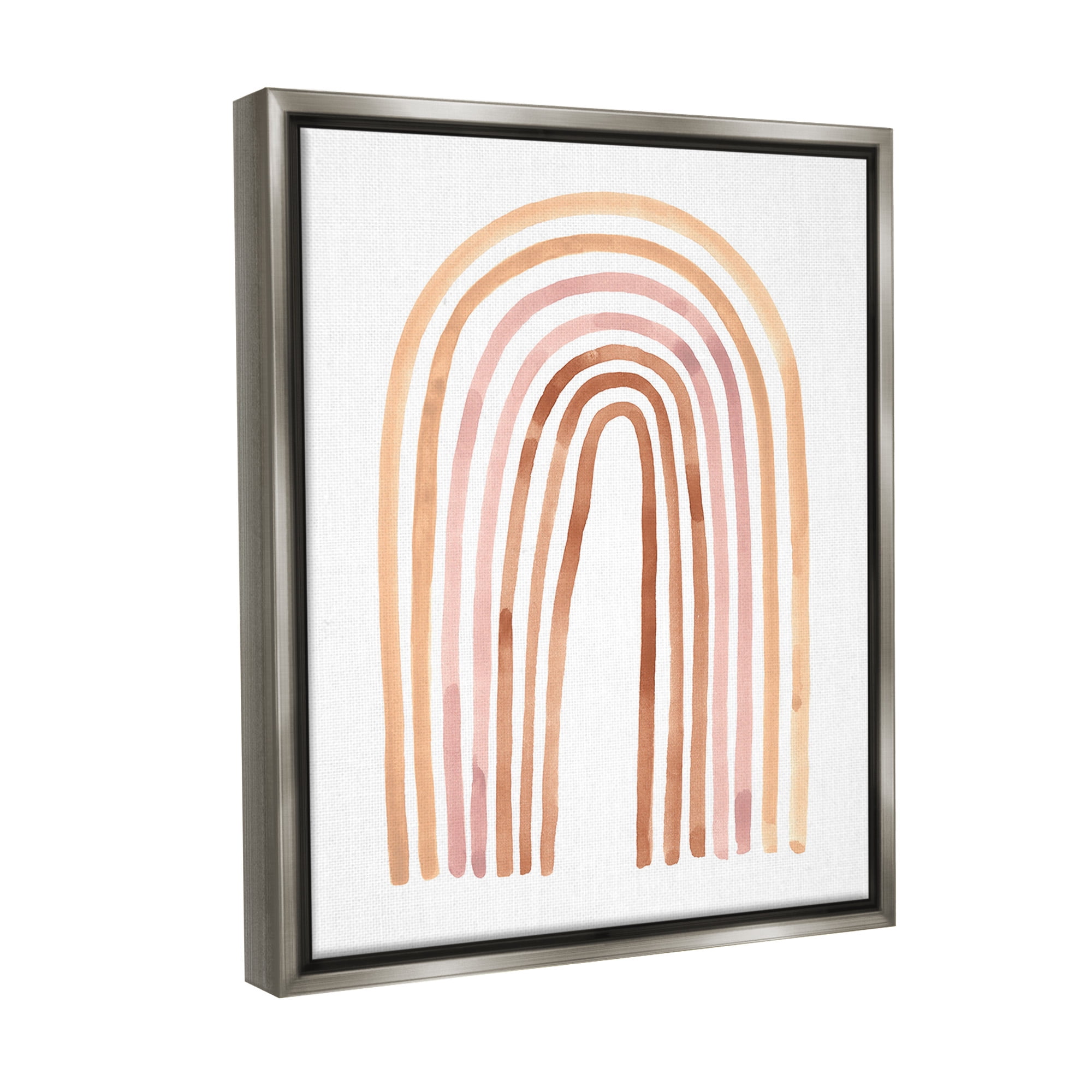 Stupell Industries Asymmetrical Rainbow Arch Landscape Painting Gray Floater Framed Canvas Art Print Wall Art, 25 x 31