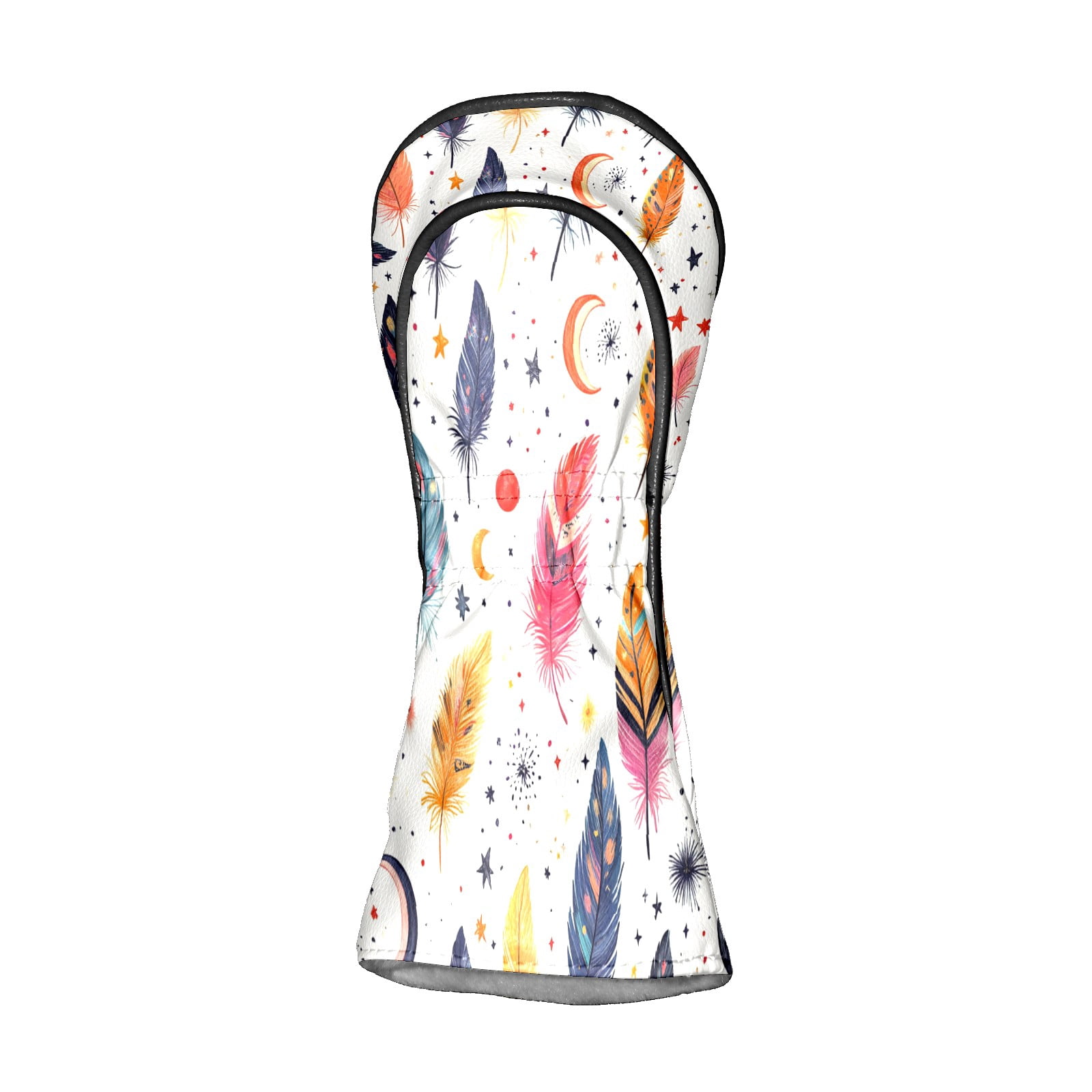 Golf Club Covers PU Leather Waterproof Head Covers for Fairway Woods Hybrids Colorful Feathers