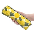 thumbnail image 4 of XMXT Leather Pencil Case, Yellow Fun Lemon Print Large Capacity Pencil Pouch for Student Teens Women, 4 of 9