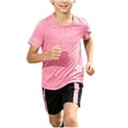 thumbnail image 2 of SGFCWSX Boys 2 Piece Athletic Outfits Summer Quick Dry Short Sleeve T Shirt Shorts Sports Set for Kids Pink Size 3T, 2 of 9