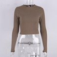thumbnail image 1 of Camisa de manga larga con cuello redondo para mujer, Tops recortados sexys acanalados, camisetas básicas ajustadas informales negras de primavera 2022 para mujer, camisetas blancas Tan Jianjun unisex, 1 of 2