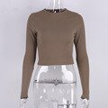 Camisa de manga larga con cuello redondo para mujer, Tops recortados sexys acanalados, camisetas básicas ajustadas informales negras de primavera 2022 para mujer, camisetas blancas Tan Jianjun unisex