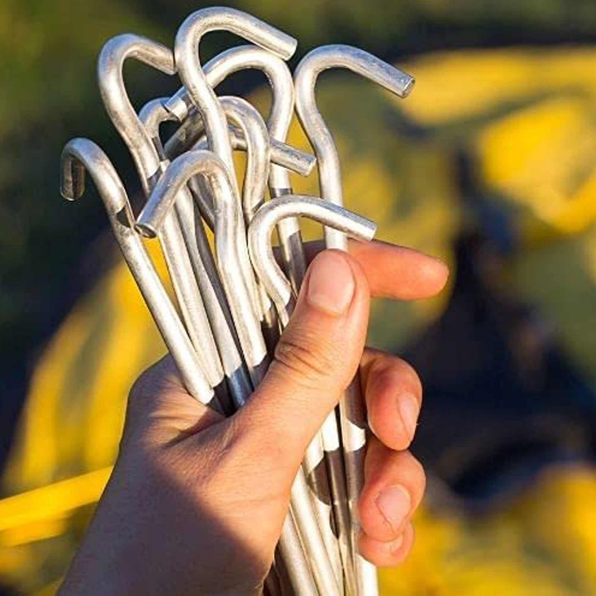 Wideskall 100 Pieces Heavy Duty Galvanized Steel Tent Pegs, Garden Fence Edging, Camping Stakes, Landscape Stakes, Tent Spikes