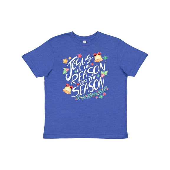 Inktastic Jesus is the Reason for the Season Christmas Bells and Stars Youth T-Shirt