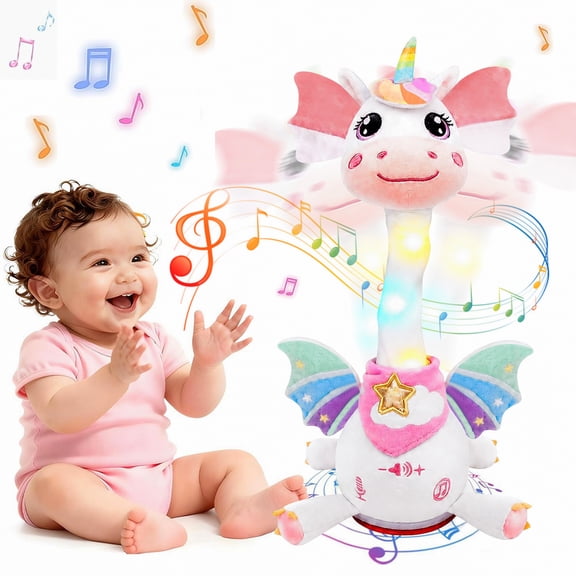 Stuffed Animal Toddler Toys 1-3 for Girls, Interactive Musical Toys for 1 2 3 Year Old Girls Boys, Dancing Talking Plush Toy, Baby Toys for 12-24 Months, First Birthday Gifts Toys for Baby Girls