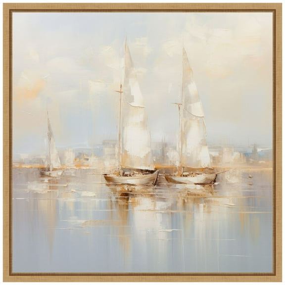 Amanti Art Gold Boats II Framed Canvas Wall Art Print