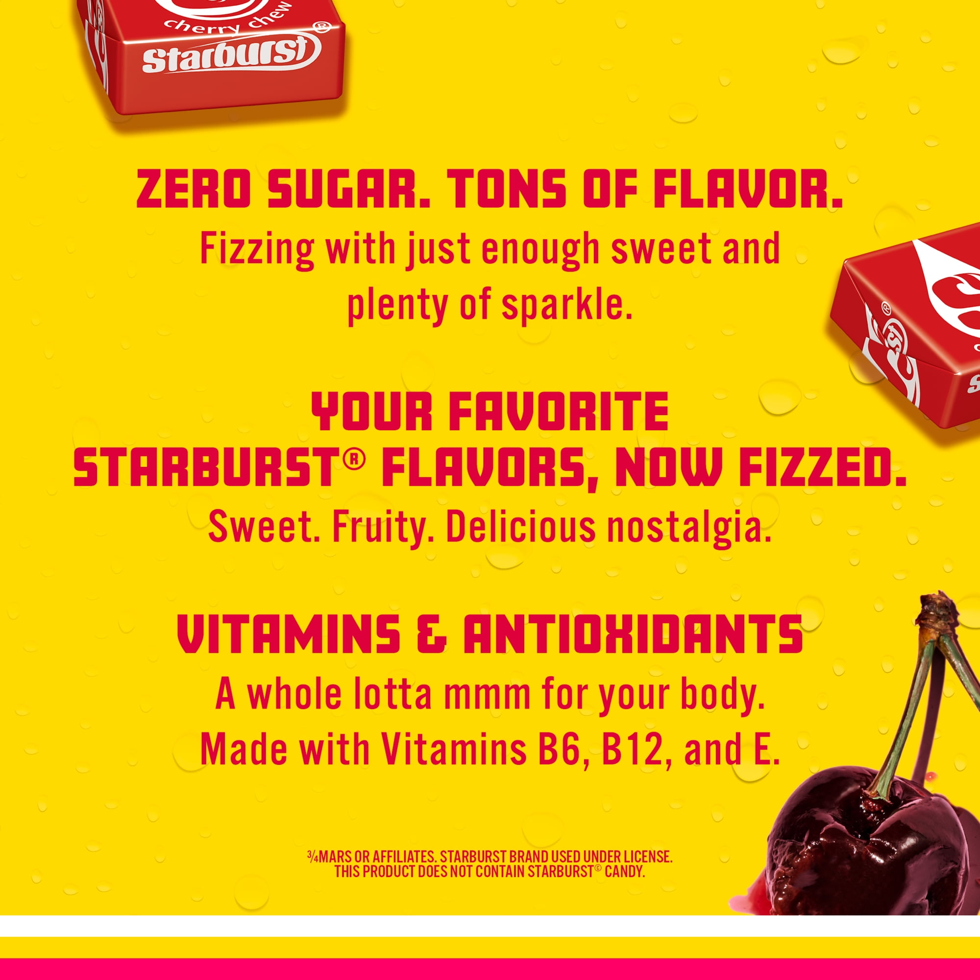 (5 pack) Sparkling Ice STARBURST Cherry, Zero Sugar Flavored Sparkling Water, with Vitamins and Antioxidants, Low Calorie Beverage, 17 fl oz Plastic Bottle