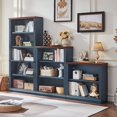 thumbnail image 2 of JOAXSWE Set of 2 Farmhouse Bookcases, 30" Tall Short Bookshelf with Adjustable Shelves, Wooden Open Storage Rack for Home Office, Dark Blue, 2 of 5