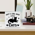 thumbnail image 4 of Zomyto 7x7 Inch Just a Girl Who Loves Cats Quote Sayings Wooden Box Sign Wood Block Tabletop Sign, 4 of 8