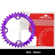 (One Piece) Mountain Bike 104BCD Chainring Positive and Negative Chainring Single Speed Circle (Disc 32T) Purple