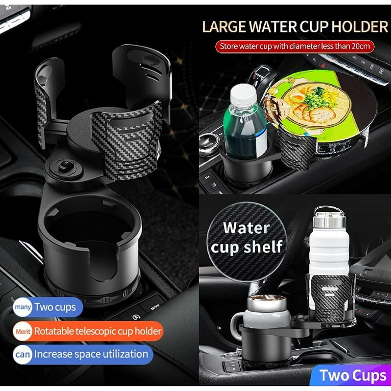 Car Cup Holder Expander,Multifunctional Car Cup Holde,360° Rotating  Adjustable Base Water Cup Drink Holder,2-in-1 Universal Multifunctional Auto  Drink Cup Holder Adapter Insert Organizer-Black 