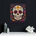 thumbnail image 4 of JRXY  Dia De Los Muertos Colorful Happy Sugar Skull in Purple Day of The Dead Canvas Print Mexican Wall Art Living Room Bedroom Wall Decor Home Decor Ready to Hang 12x16 in, 4 of 4