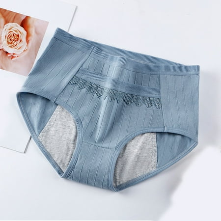 Limited-Time Price Cut: Cotton Panties for Women Pack  Bragas de Mujer  Fashion Women Solid Color Lace Pocket Waisted Briefs Breathable Traceless Pants For Girls SOPATENOR Blue 2XL
