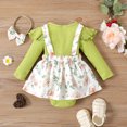 thumbnail image 2 of PatPat Ribbed Floral Baby Romper Dress Long Sleeve,Long Sleeve Bodysuits Infant Jumpsuit Clothes,0-18month, 2 of 6