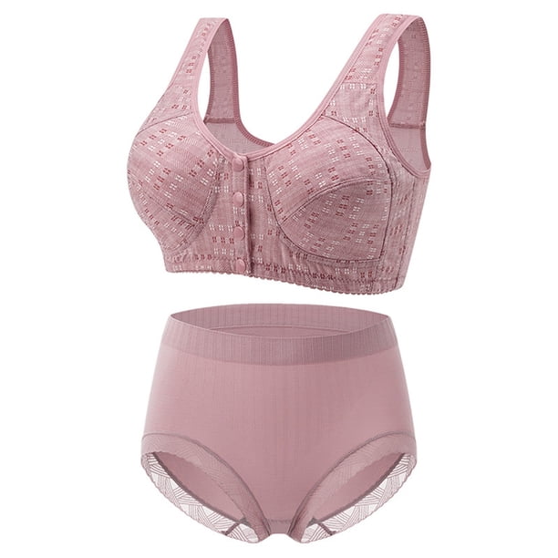 Sujetador push up de gran tamaño con botones delanteros y sin aros para mujer, traje a juego