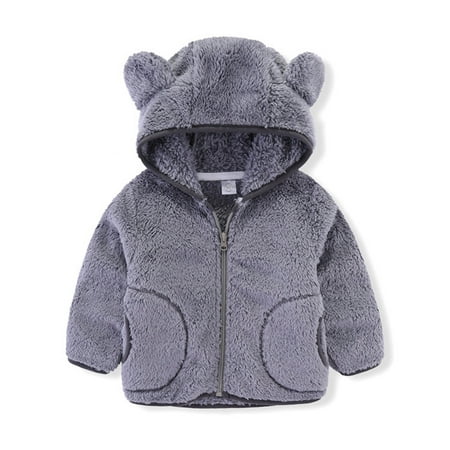 

nsendm Jacket Toddler Winter Hooded Fleece Boy Outerwear Kids Coat Children s Girl Baby Girls Coats for Little Girls Coat Grey 3-4 Years