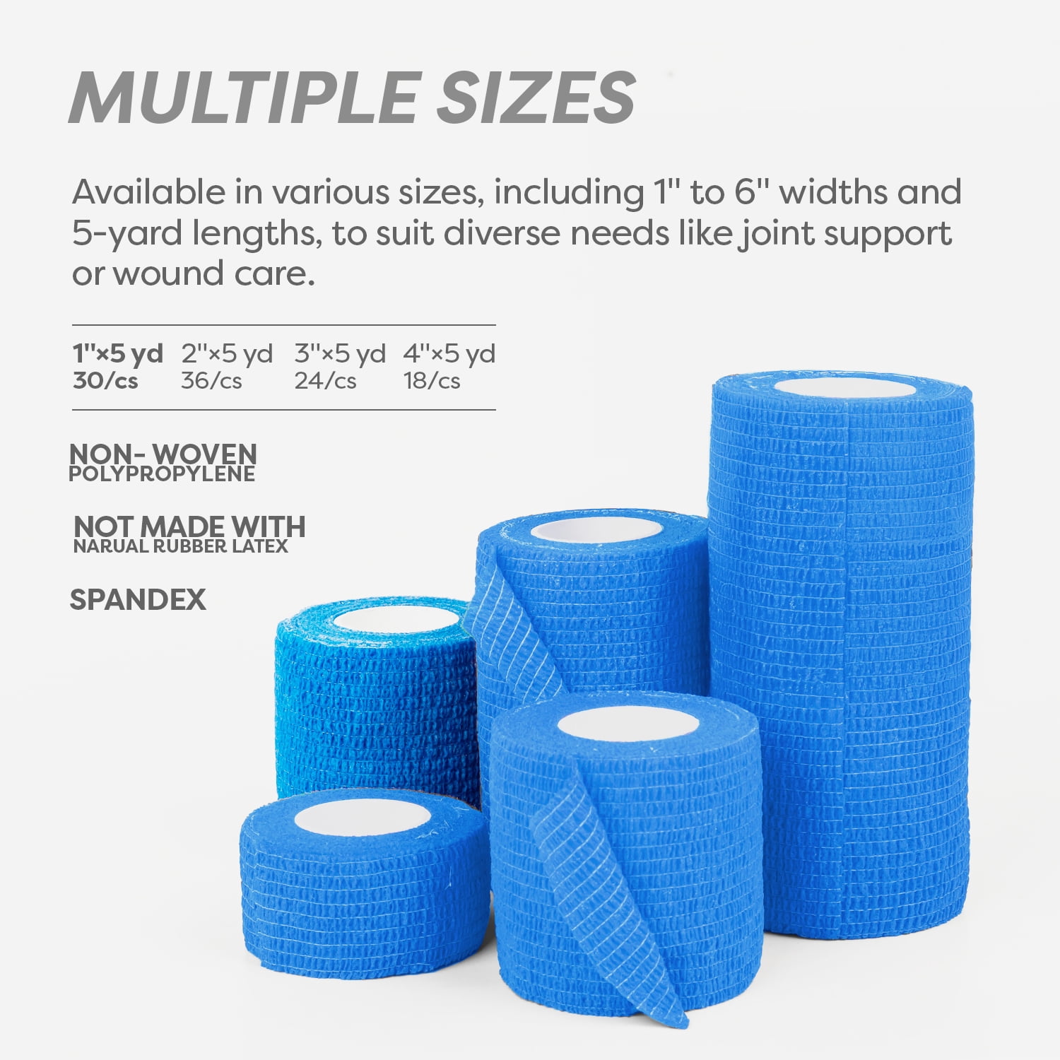 Dynarex Sensi-Wrap Self-Adhesive Bandages, 30-Pack, 1" x 5 yards, Dark Blue, Latex-Free, Colored Elastic Cohesive Athletic Tape, Tattoo Grip & Vet Wrap