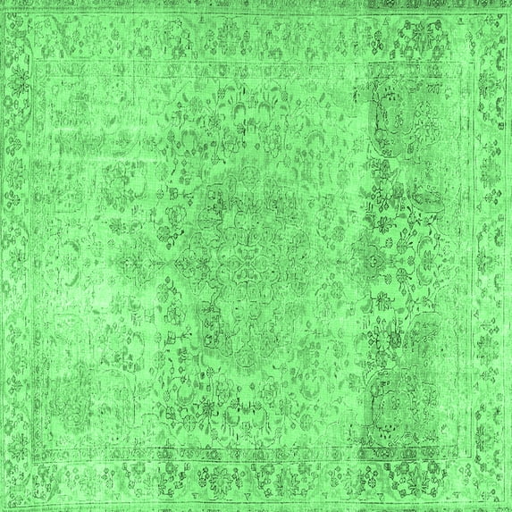 Ahgly Company Indoor Square Persian Emerald Green Traditional Area Rugs, 6' Square