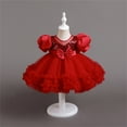 thumbnail image 2 of Girls Dresses Kids Flower Ruffle Beads Toddler Tutu Dresses Bowknot Wedding Pageant Birthday Party Princess Dress Size 2 Y-3 Y, 2 of 7