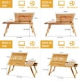 thumbnail image 4 of Graflsoa Adjustable Bamboo Laptop Desk with Drawer, Foldable Bed Table for Lazy Use, Medium Size, 4-Level Height Adjustment, Natural Finish, 4 of 7
