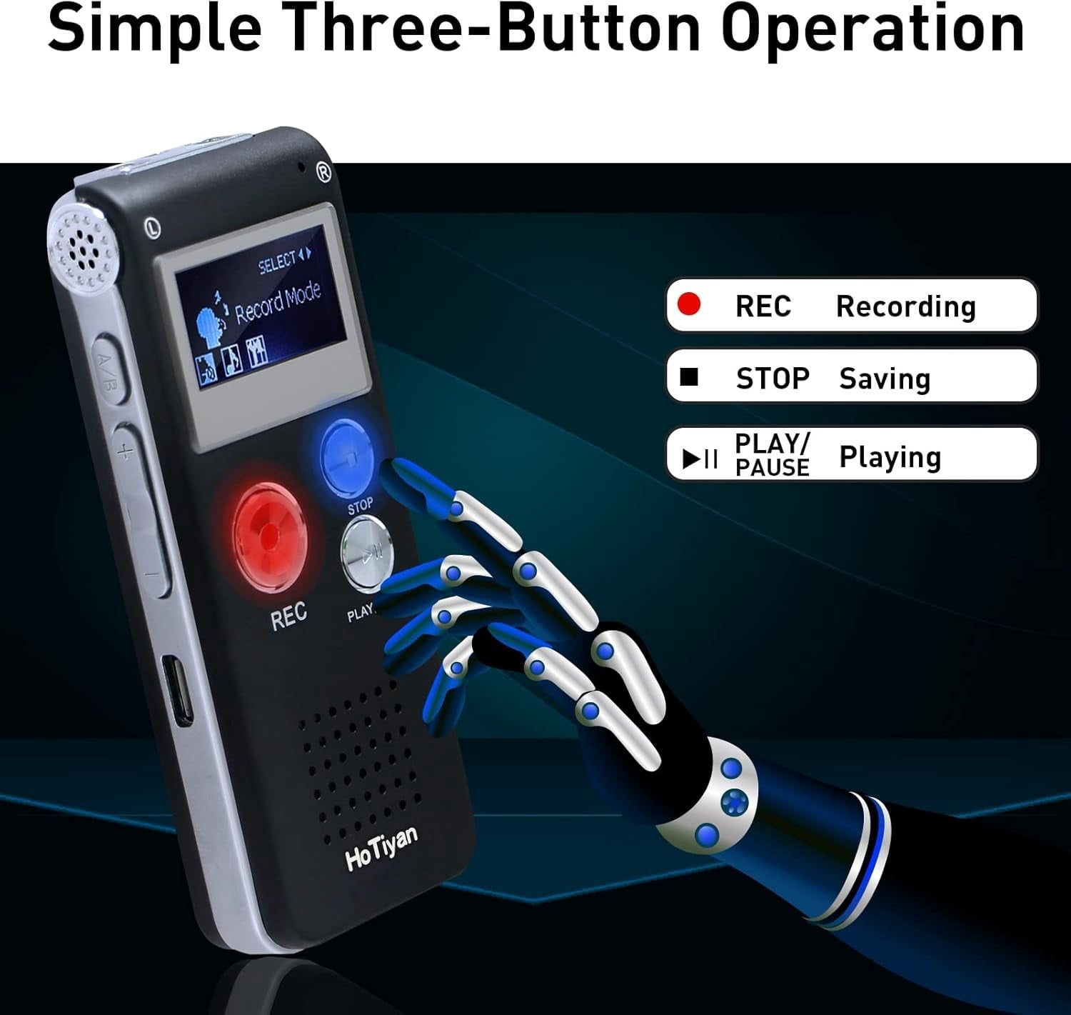 Compact 16GB Voice Recorder with Noise Reduction - Optimal for Classrooms & Work