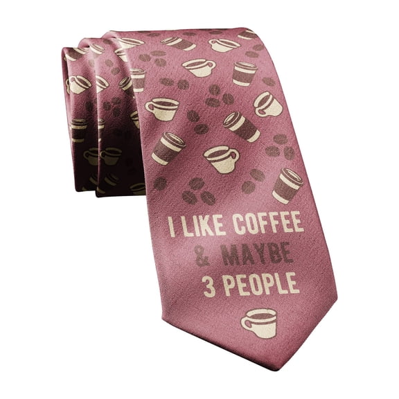 I Like Coffee and Maybe 3 People Necktie Novelty Ties for Men Coffee Funny Ties for Guys
