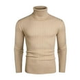 thumbnail image 4 of DHFJKG Turtleneck Solid Color Ribbed Sweater Mens Base Layer Top Slim Fit Solid Color Business Casual Dress Knitwear Keep Warm Long Sleeve Comfort Jumper Tops, 4 of 4
