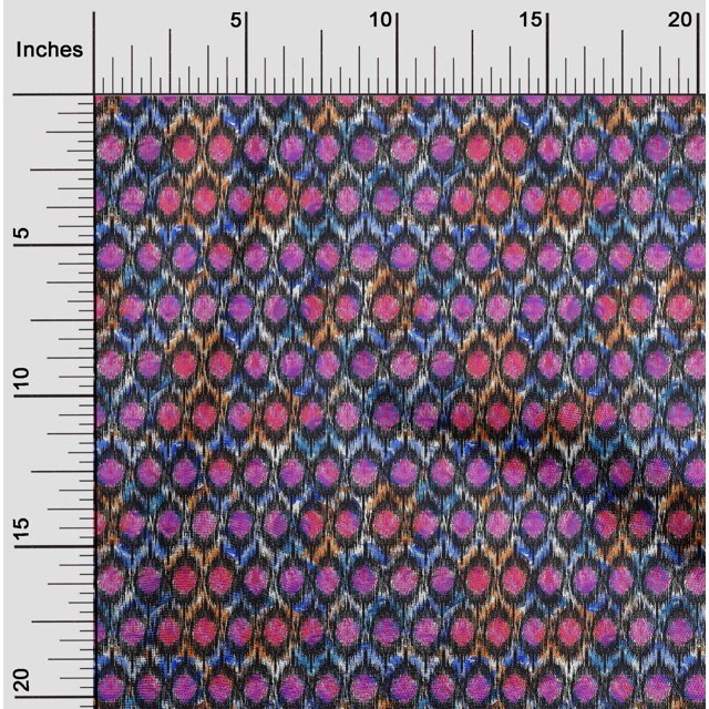 oneOone Tissu en Viscose Chiffon Chevron Imprimé Ikat au Mètre 42 Pouces de Large