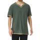 thumbnail image 3 of Camisas de Manga Corta de los Hombres Estilo Étnico Impreso Hendidura Cuello en V, Ligero Top Transpirable para la Primavera Y el Verano, 3 of 5