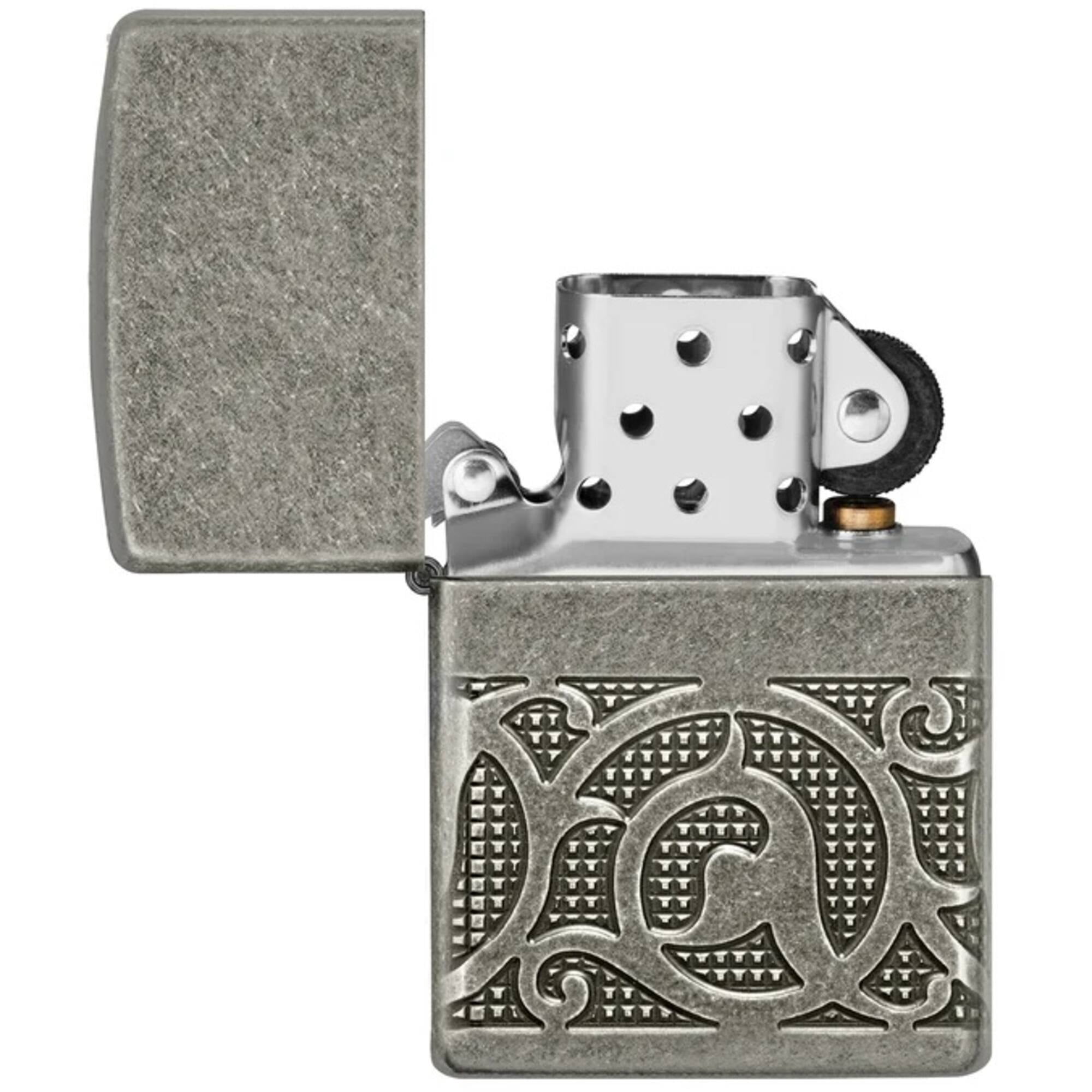 Zippo 49290 Multicut Pattern Design Antique Silver Pocket Lighter
