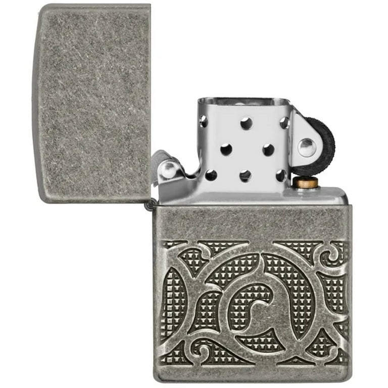 ZIPPO　STIRLING　SILVER Zippo Lighter: Sterling Silver Diagonal Filigree, Engraved