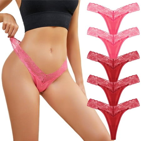 

Womens Underwear Briefs Underpants Lace Bikini Solid Knickers Christmas 5 Pieces Lace Panties For Women