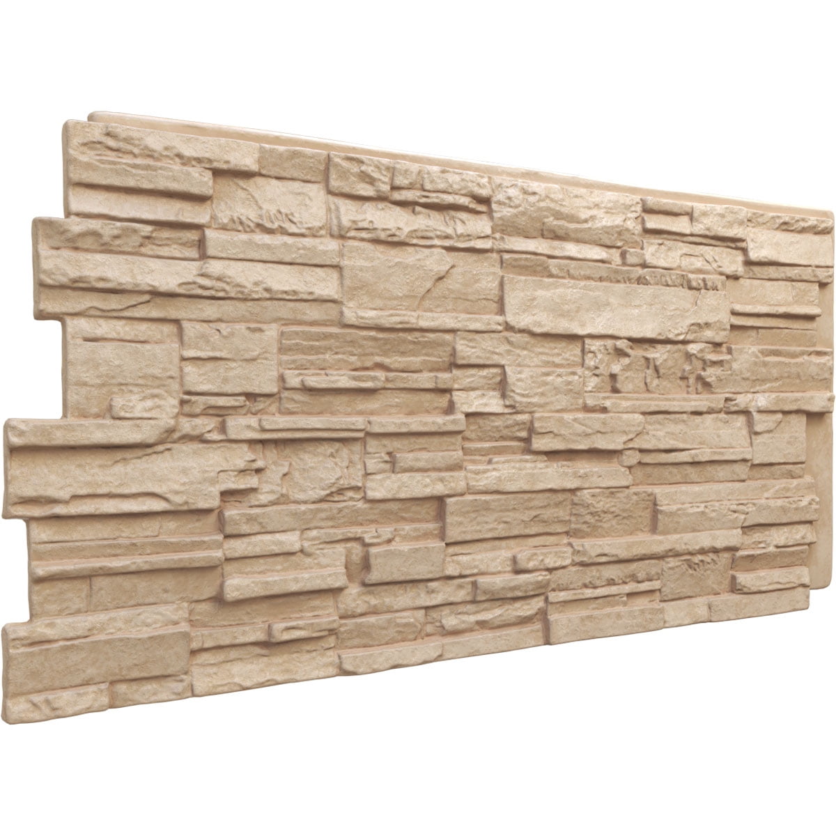Ekena Millwork 48 5/8"W x 24 3/4"H x 1 1/4"D Cascade Stacked Stone, EverStone Faux Stone Siding Panel, Ocean Floor