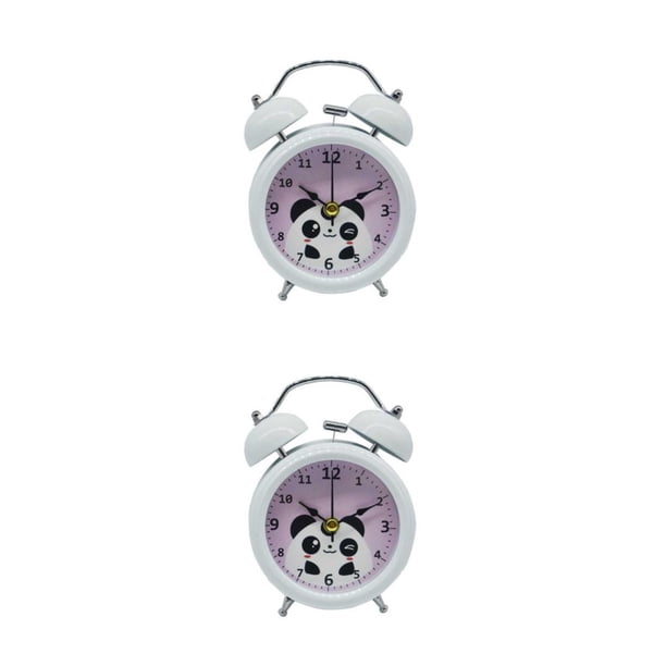 Billuyoard Reloj despertador de Metal de 3 pulgadas, campana doble, de hogar, dibujos animados, oficina, niñas silenciosas, decoración de Type2 NO2