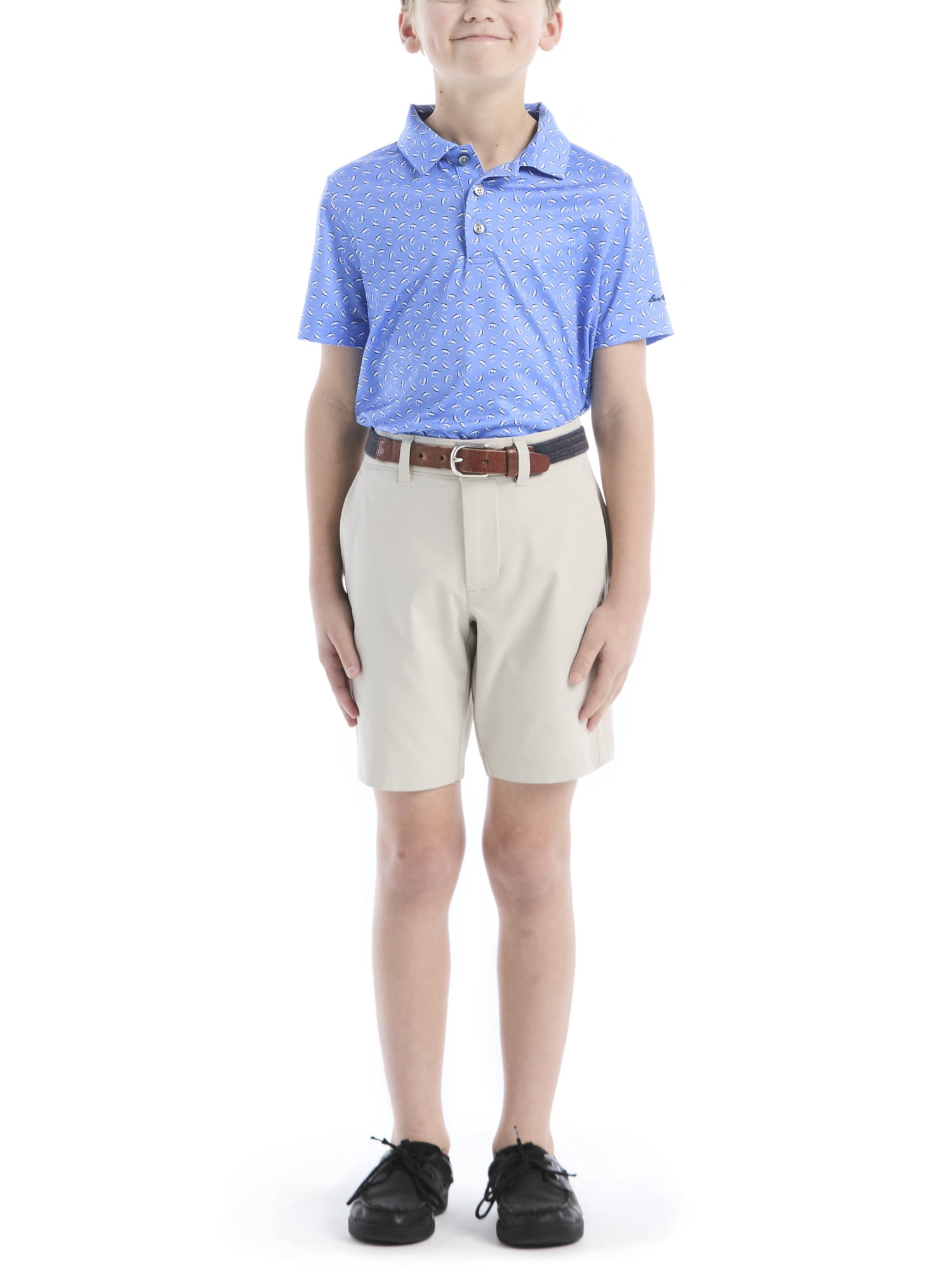 Ben Hogan Performance Little Boys and Big Boys Marlin Fish Printed Short Sleeve Golf Polo Shirt, Sizes 4-18