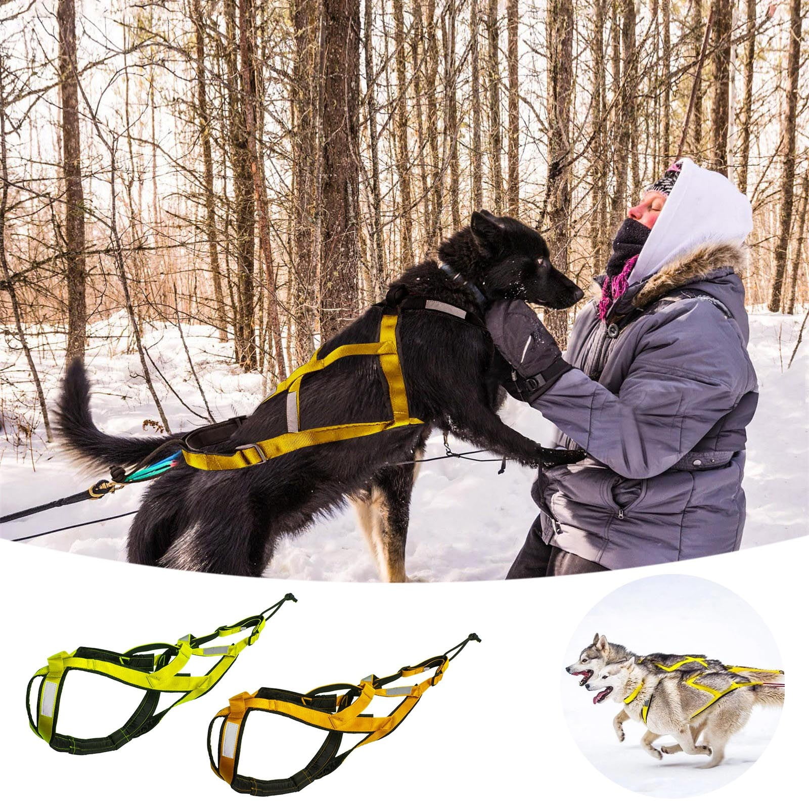 Ailezt Mushing Harness For Dog Sled Exercise Pet Weight Pulling Sledding Harness Bikejoring Skijoring Large Running Dog Sledding Canicross Scootering