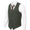 thumbnail image 1 of GFDYREE Men's Slim Fit Herringbone Tweed Suits Vest Premium Wool Blend Waistcoat, 1 of 7