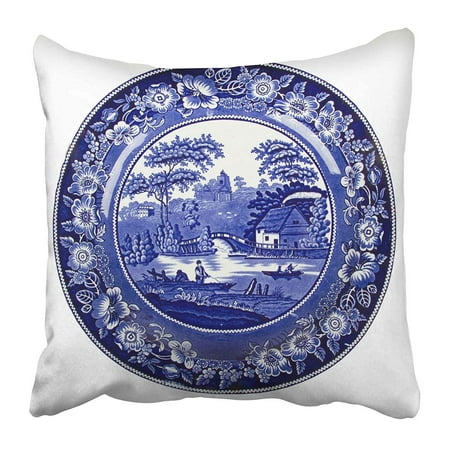- ECCOT Blue Delft Very Old Dutch Plate White Porcelain Pottery Antique Holland Hand Pillow Case Pillow Cover 16x16 inch