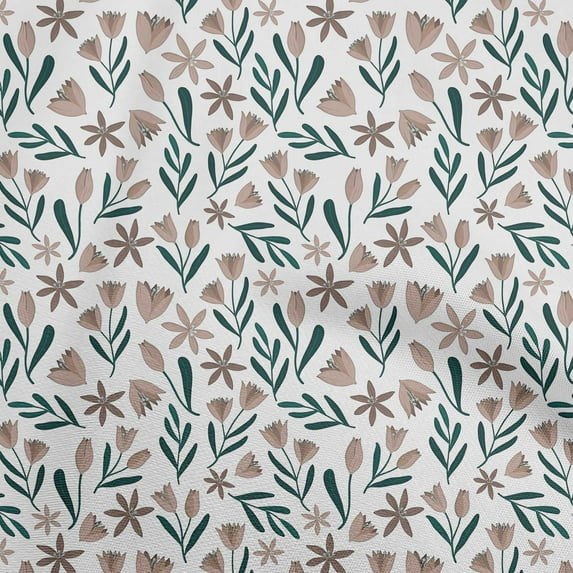 oneOone Velvet Light Brown Fabric Floral Sewing Material Print Fabric By The Yard 58 Inch Wide